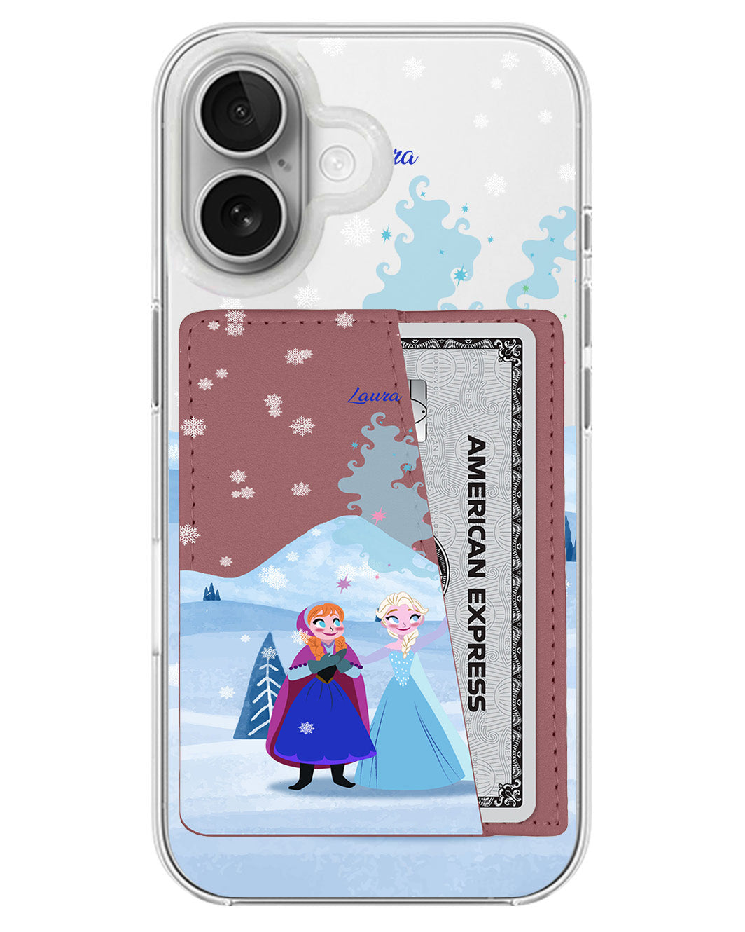 iPhone Leather Wallet Case - Elsa And Anna