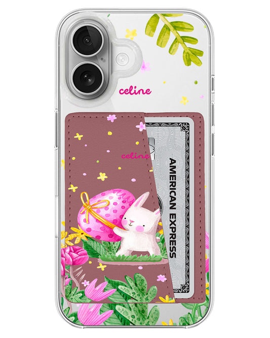 iPhone Leather Wallet Case - Easter Bunny