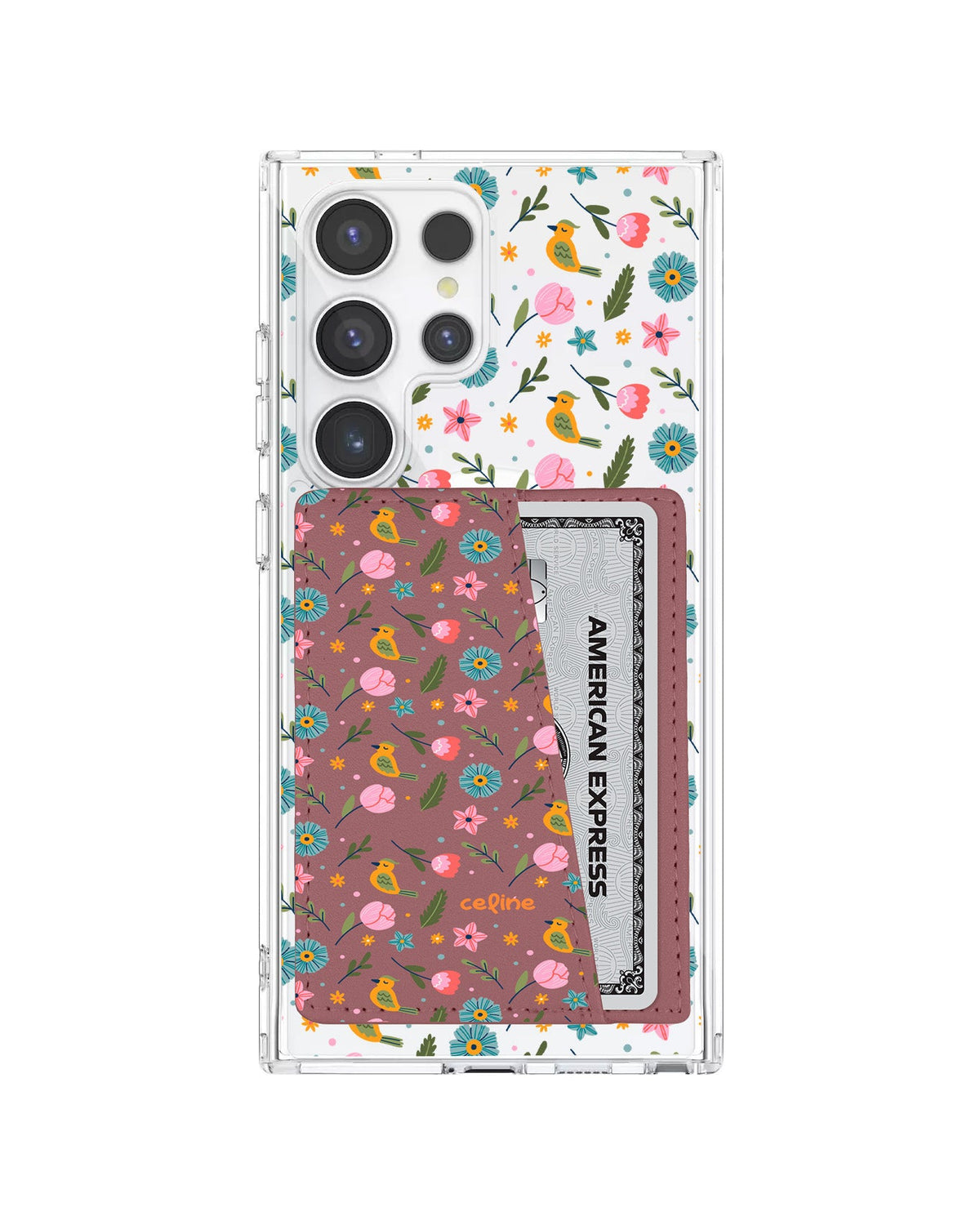 Android Leather Wallet Case - Flower Bird