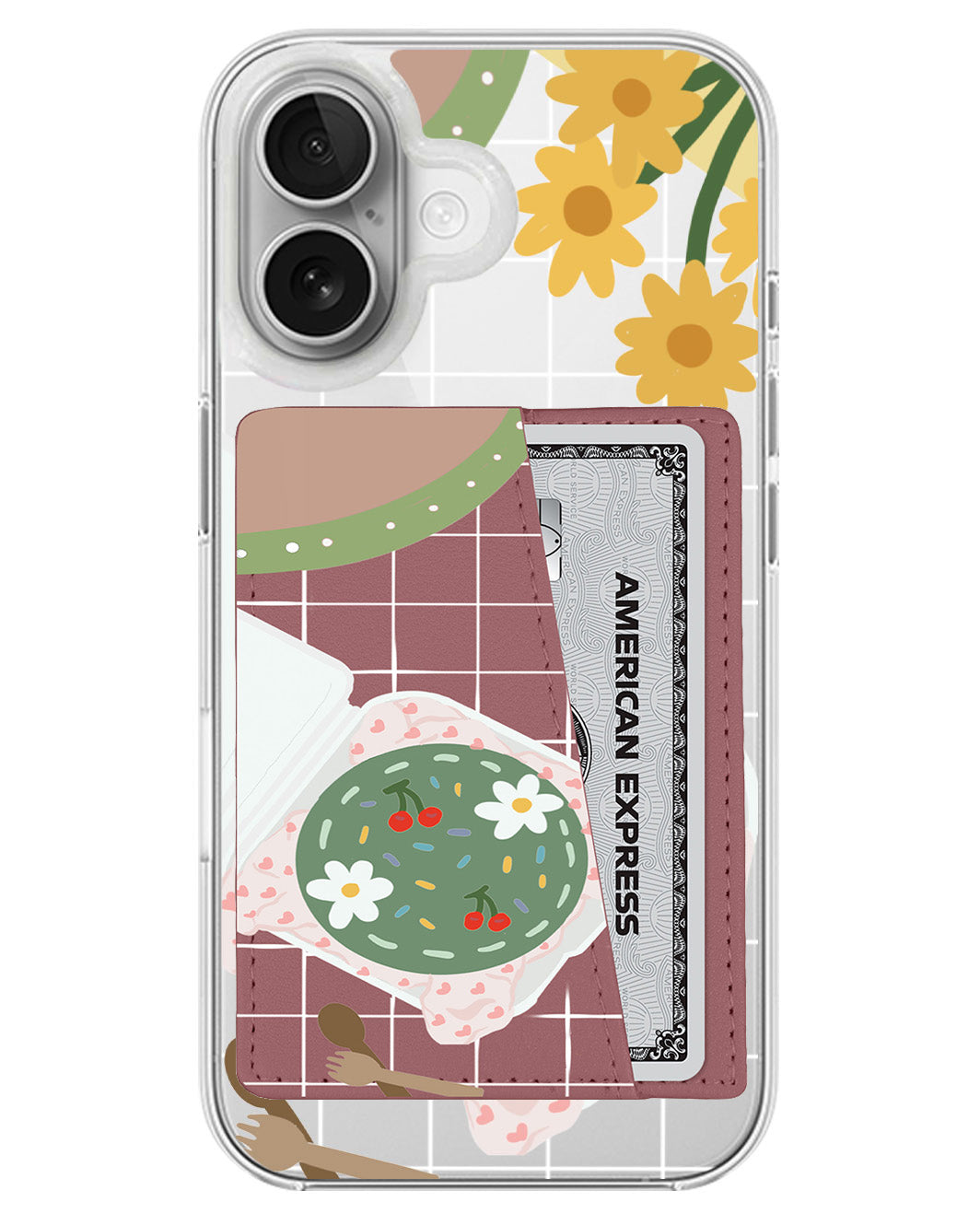 iPhone Leather Wallet Case - Cherry Bento