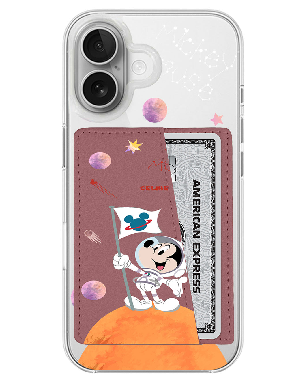 iPhone Leather Wallet Case - Mickey Space