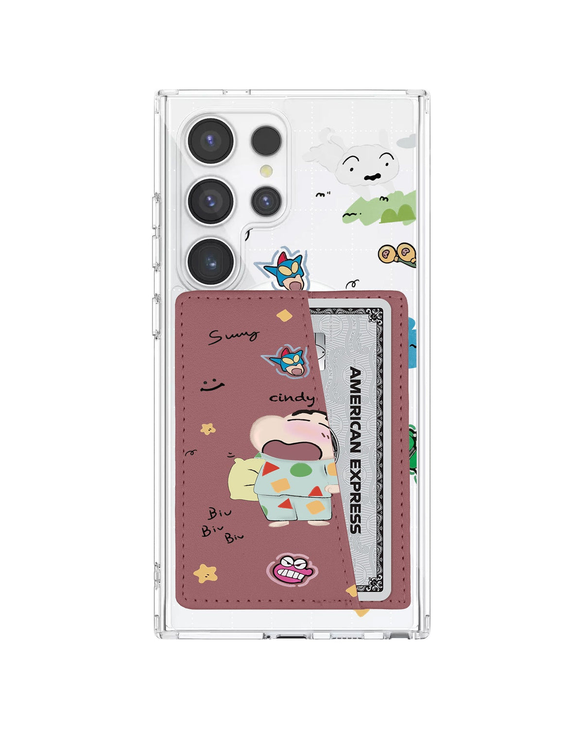 Android Leather Wallet Case - Sleepy Shinchan