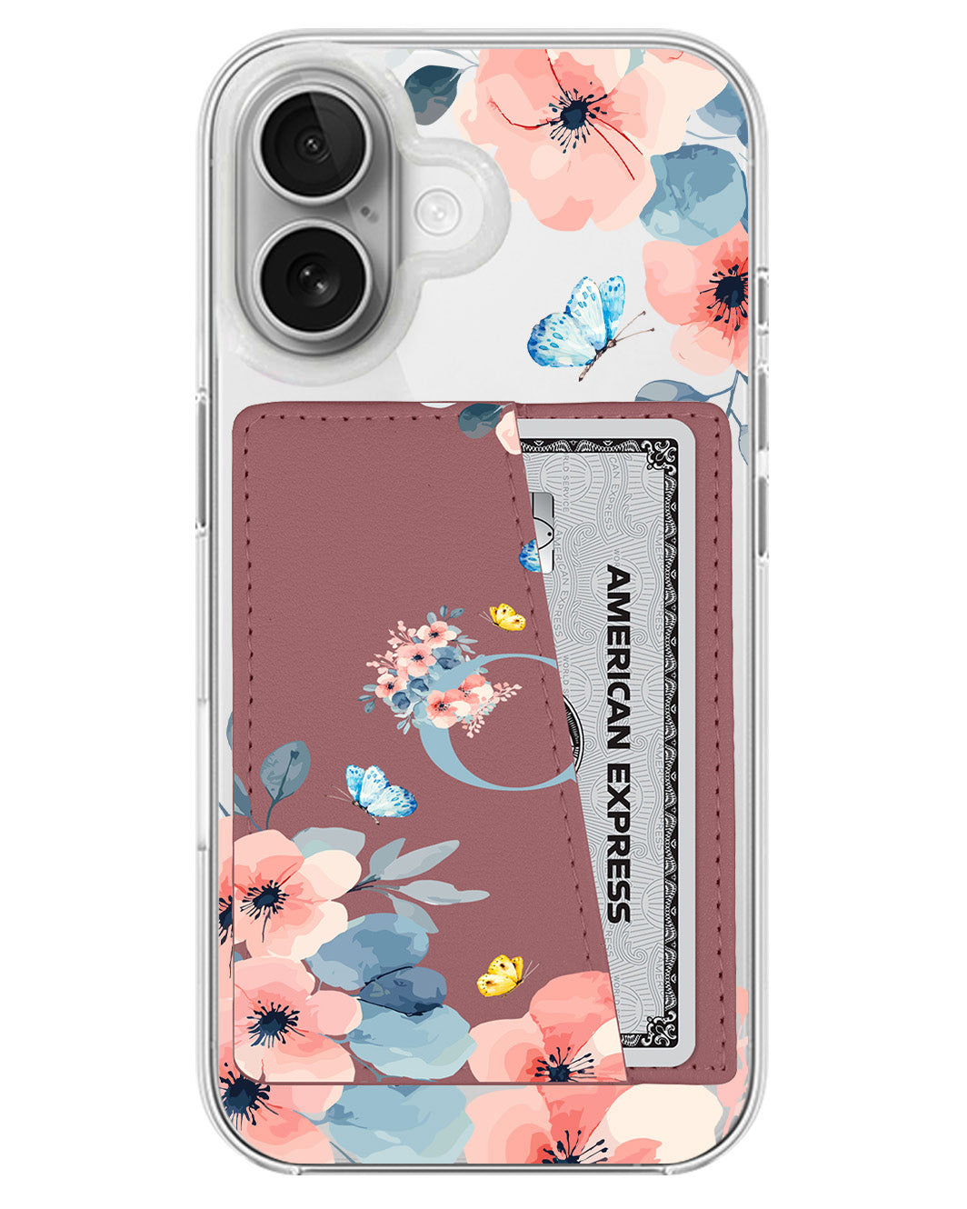 iPhone Leather Wallet Case - Flower Blue