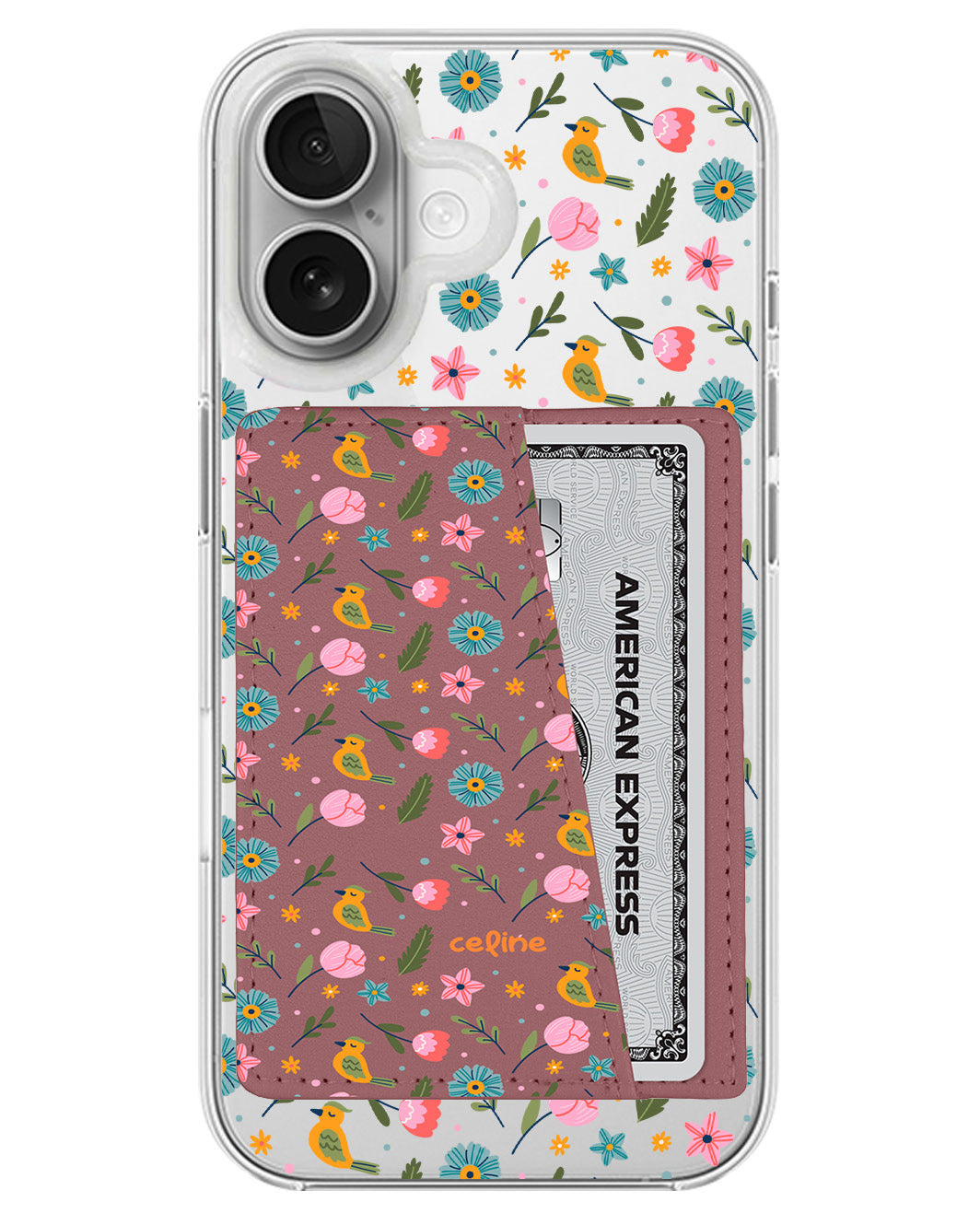iPhone Leather Wallet Case - Flower Bird