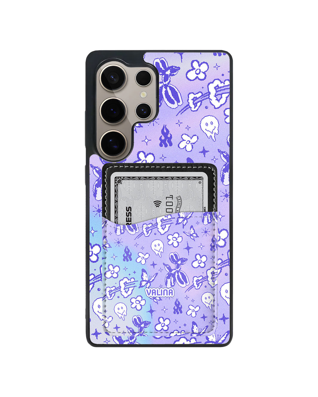 Android Phone Wallet Case - Purple glitch