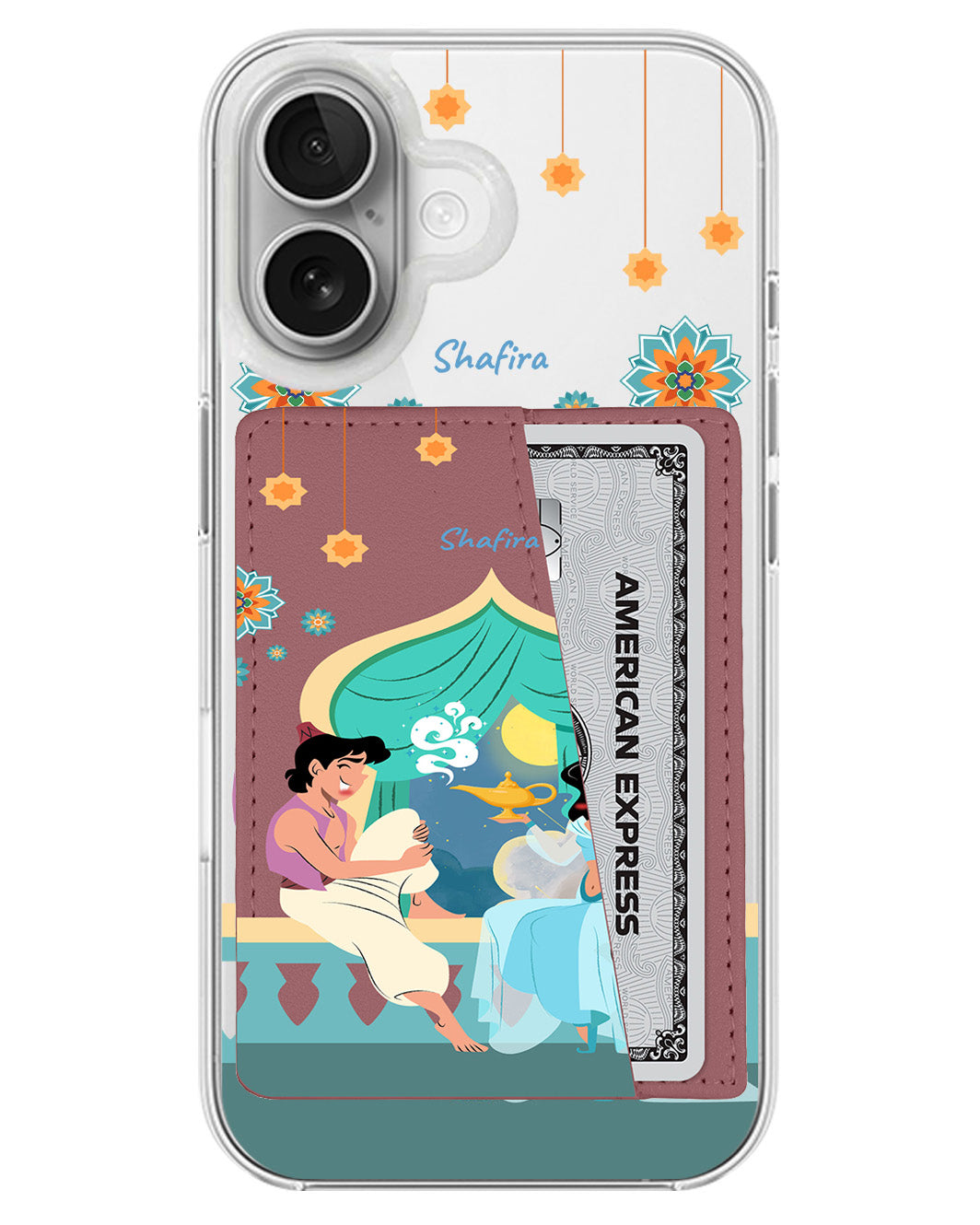 iPhone Leather Wallet Case - Aladdin With Jasmin
