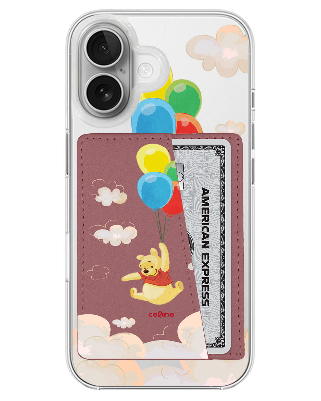 iPhone Leather Wallet Case - Balloon Pooh