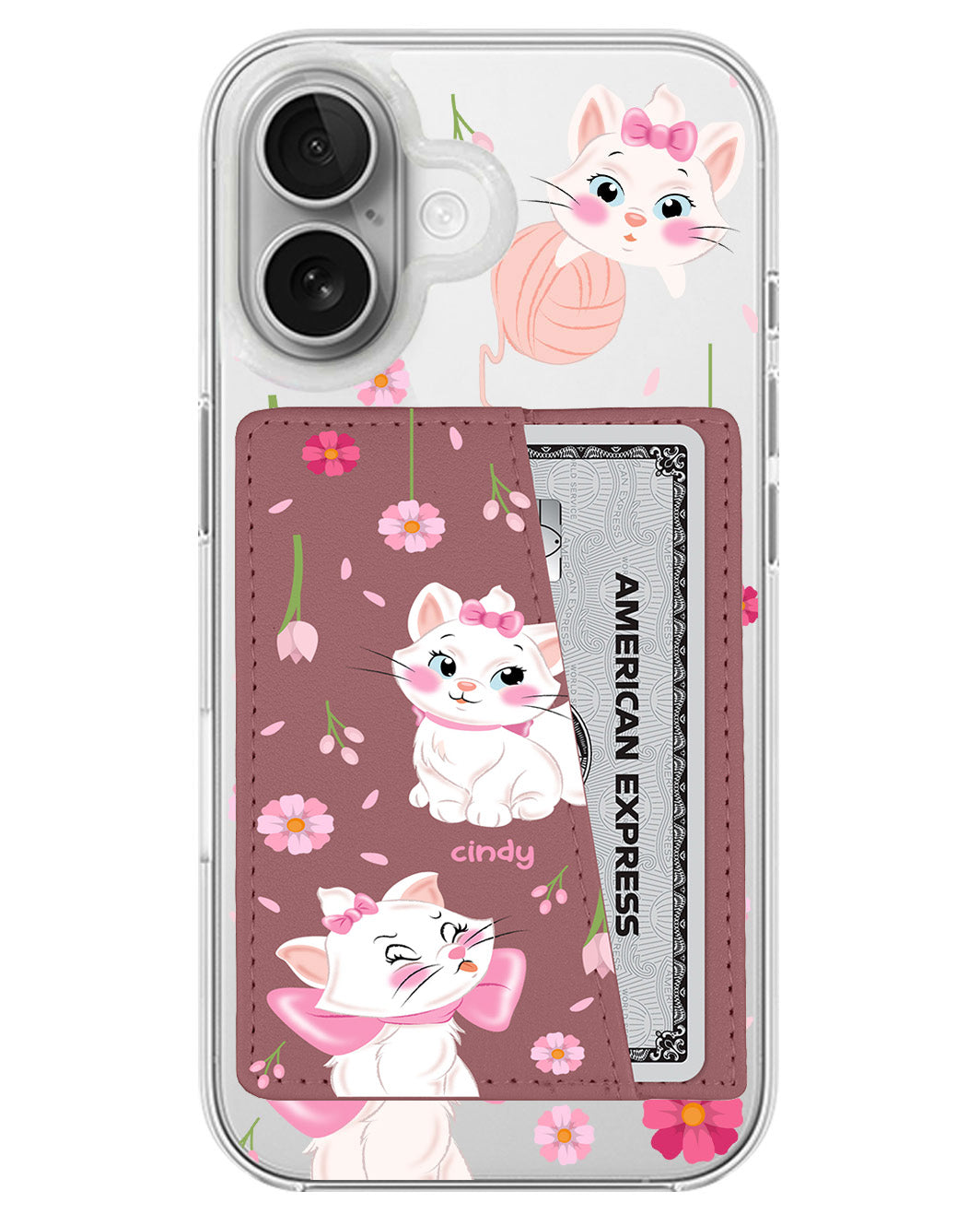 iPhone Leather Wallet Case - Marrie Cat Flower