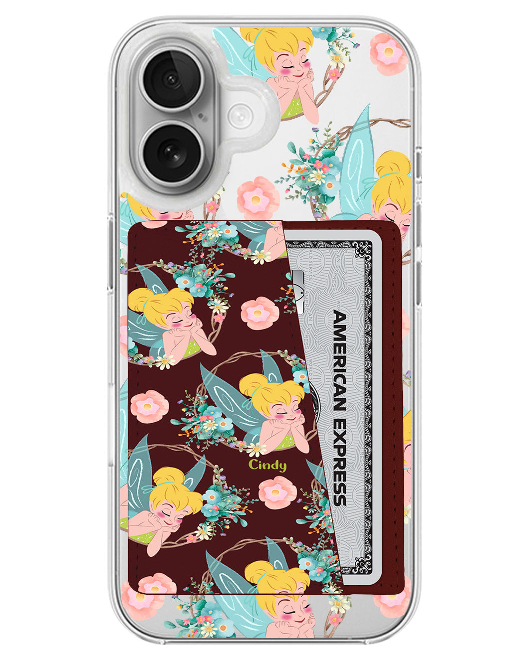 iPhone Leather Wallet Case - Tinkerbell Pattern