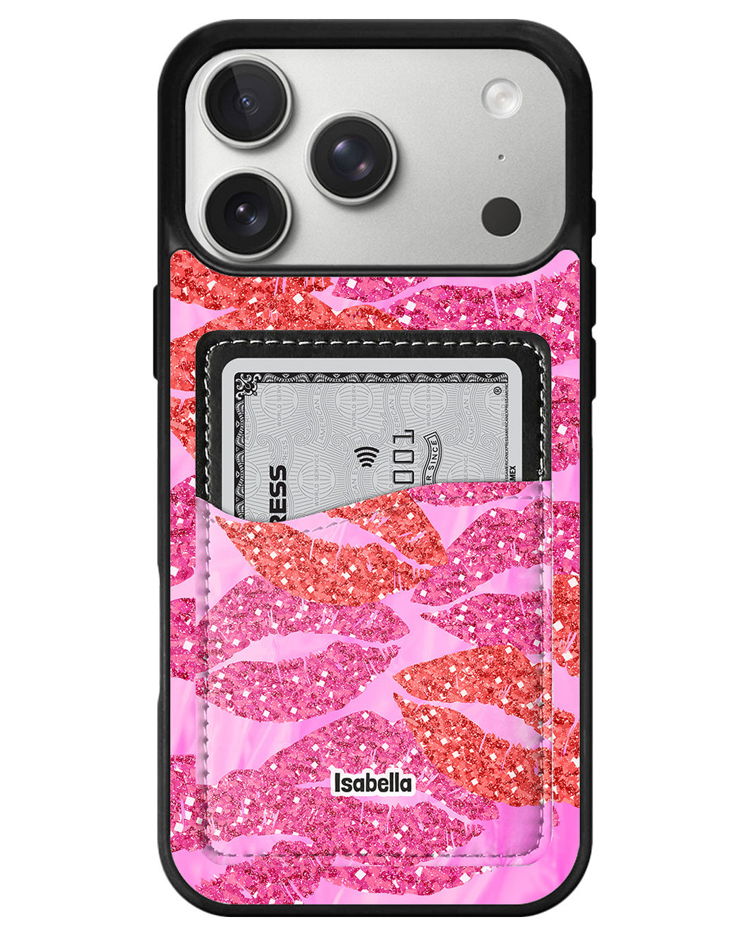 iPhone Phone Wallet Case - Glitter kiss