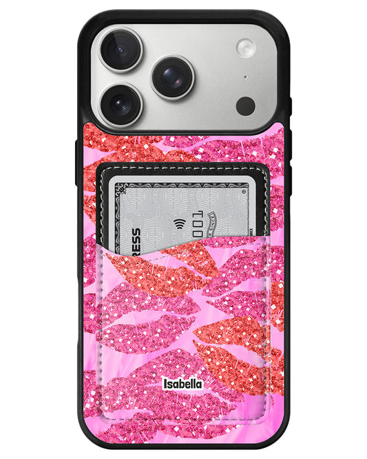iPhone Phone Wallet Case - Glitter kiss