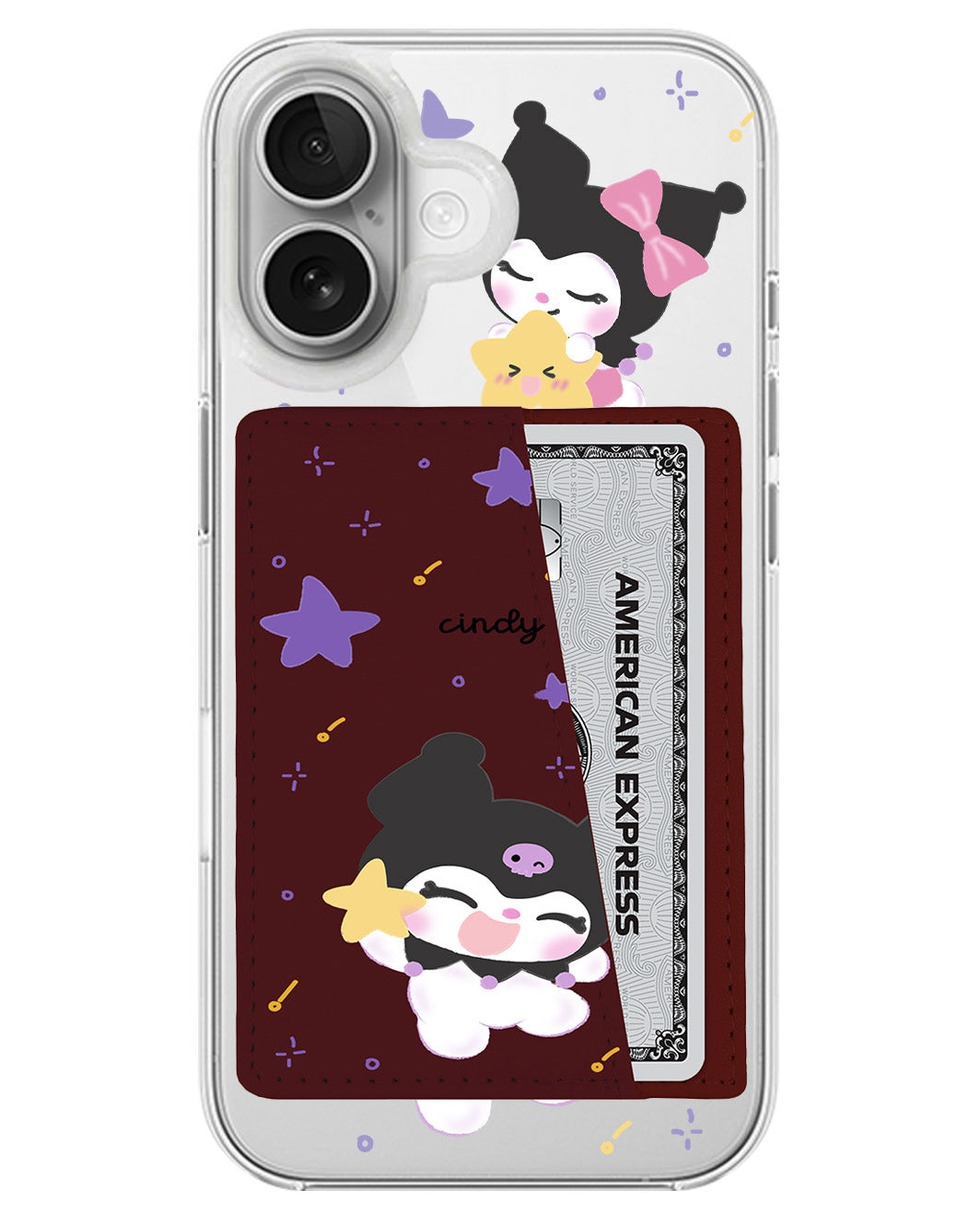 iPhone Leather Wallet Case - Kuromi Star