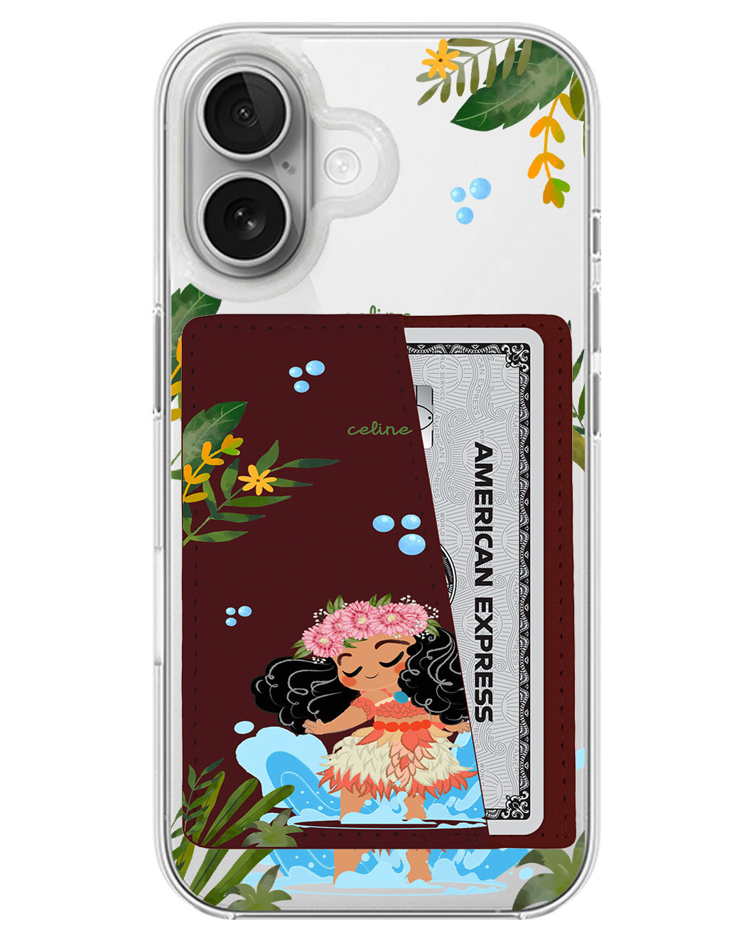 iPhone Leather Wallet Case - Moana Dance