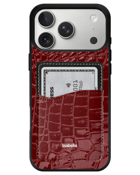 iPhone Phone Wallet Case - Crimson croc