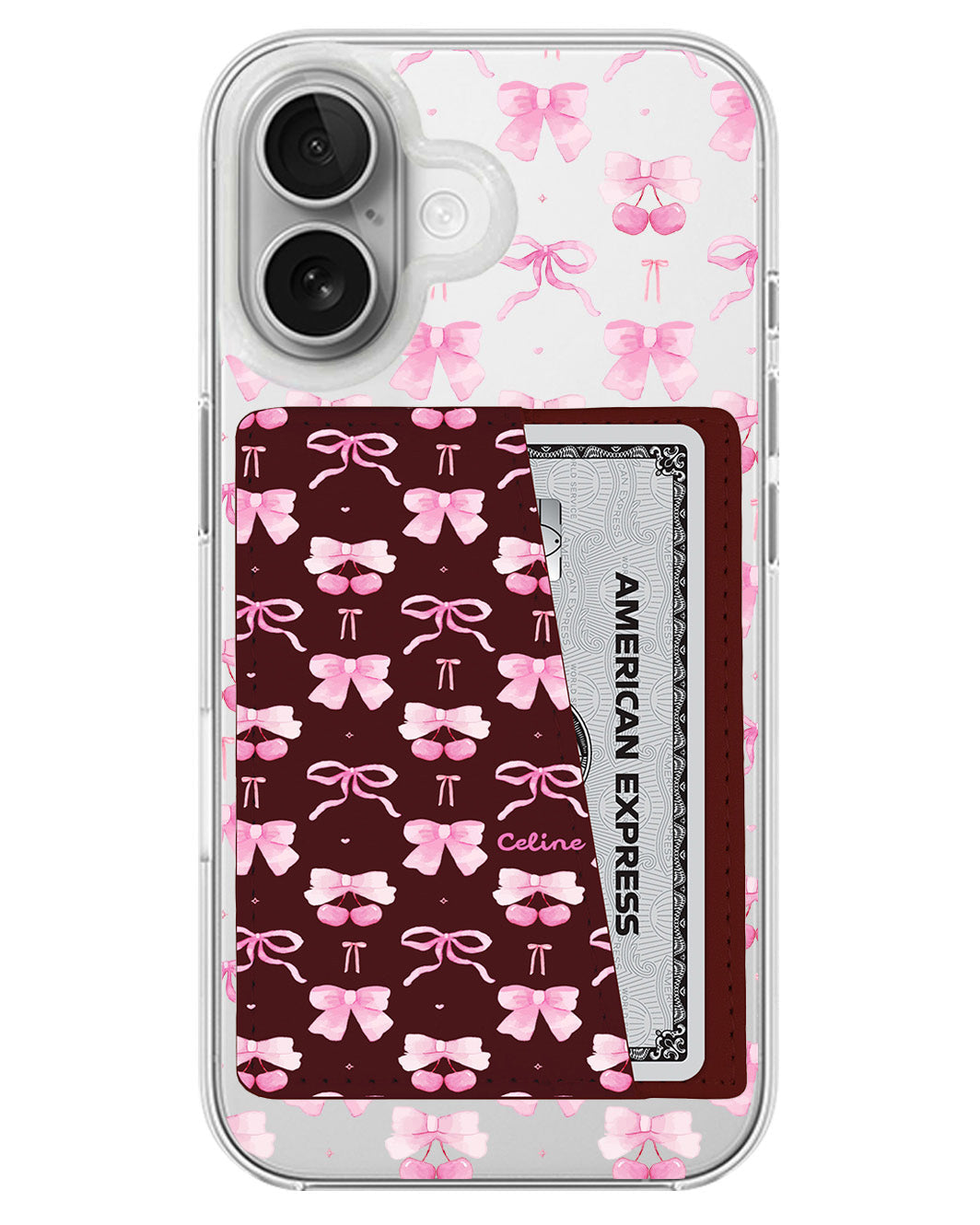 iPhone Leather Wallet Case - Berry Pin