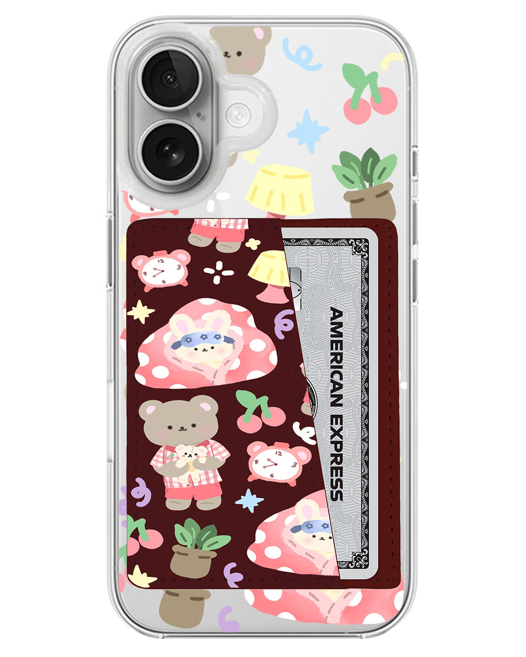 iPhone Leather Wallet Case - Pyjamas Teddy
