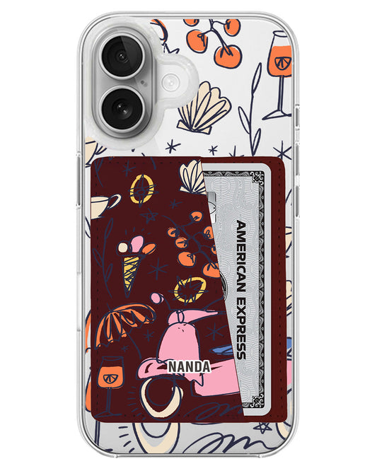 iPhone Leather Wallet Case - Vacation Scribbles