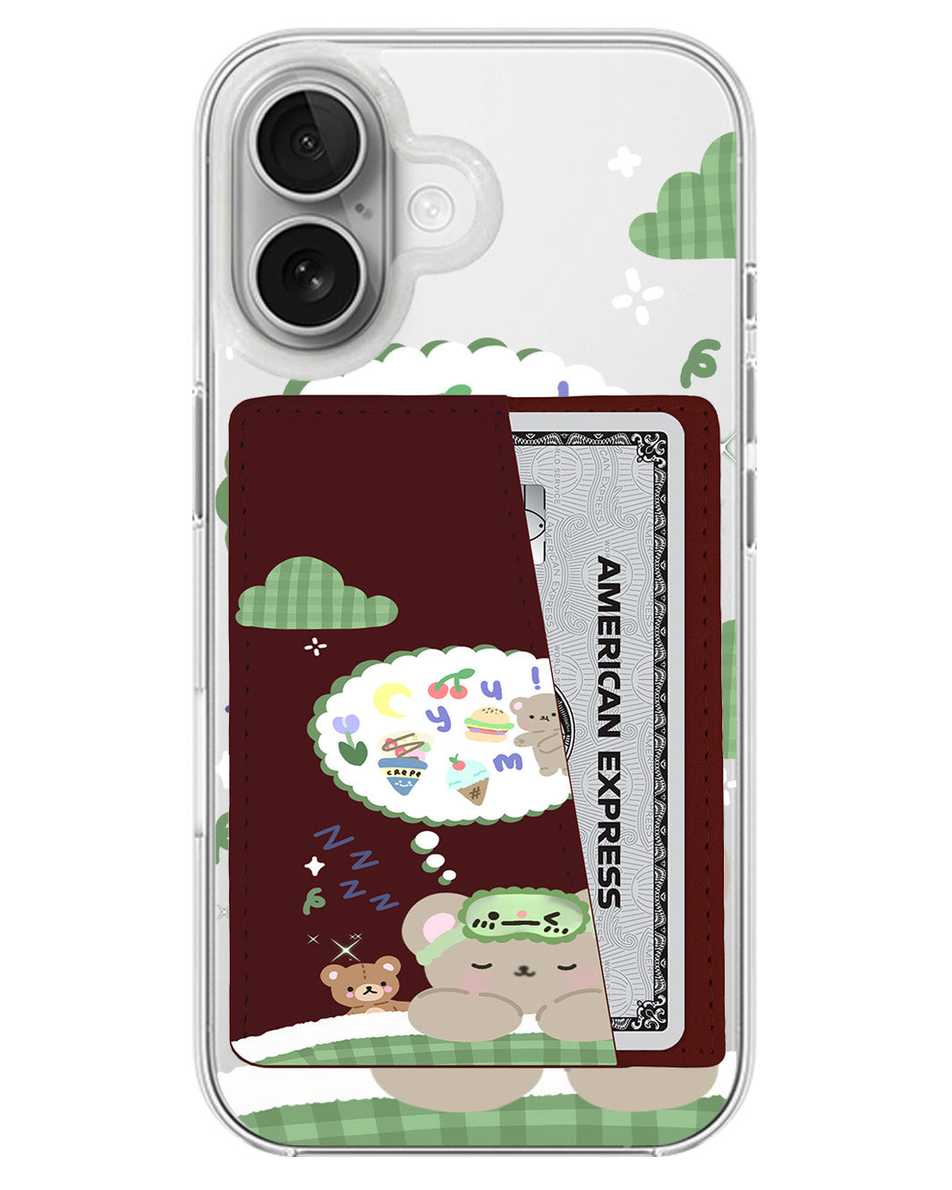 iPhone Leather Wallet Case - Dreaming Teddy