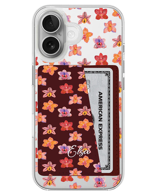 iPhone Leather Wallet Case - Floral Twilight