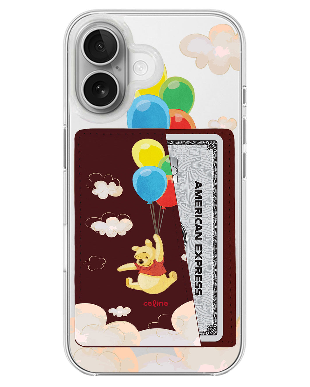 iPhone Leather Wallet Case - Balloon Pooh