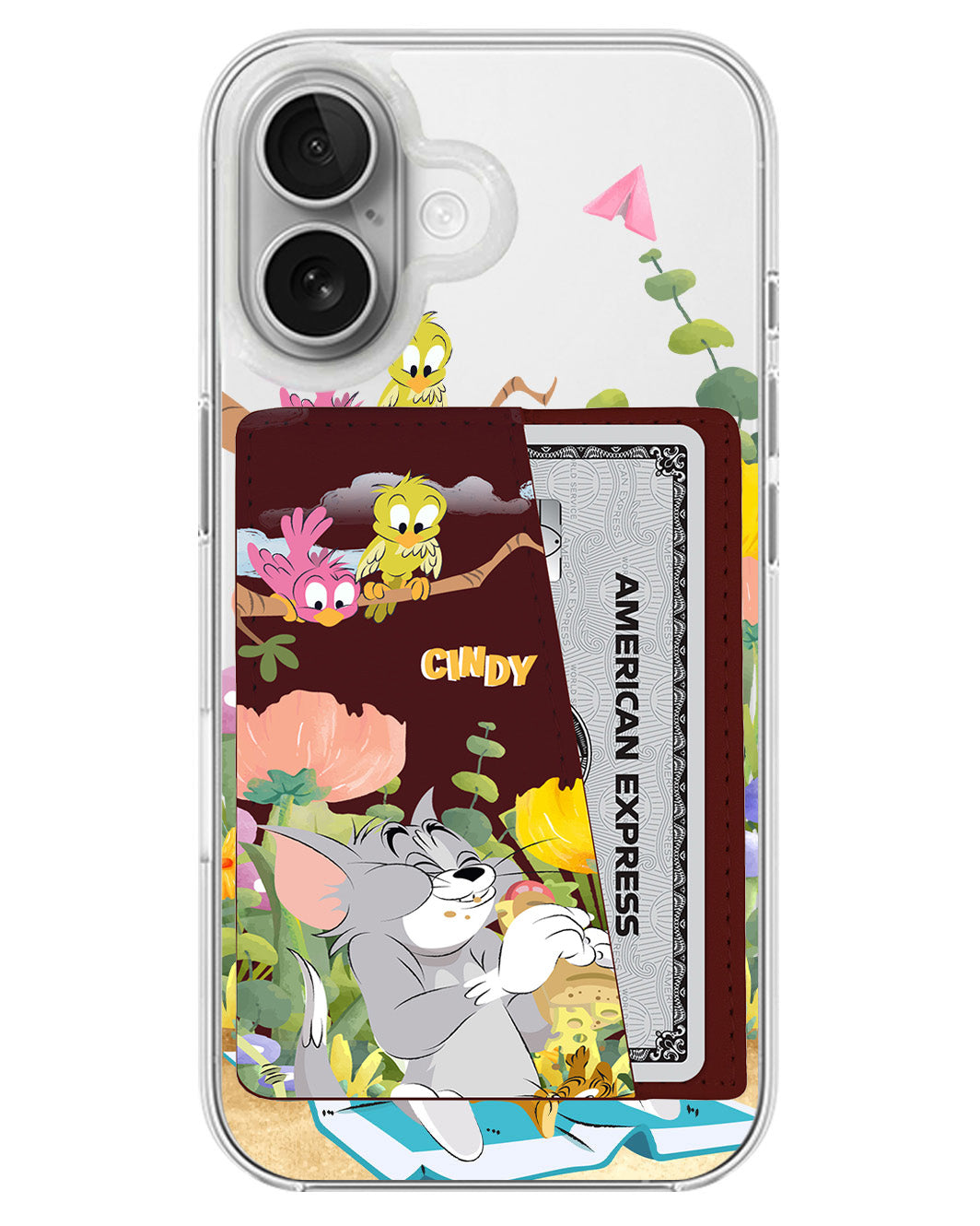 iPhone Leather Wallet Case - Tom And Jerry Picnic