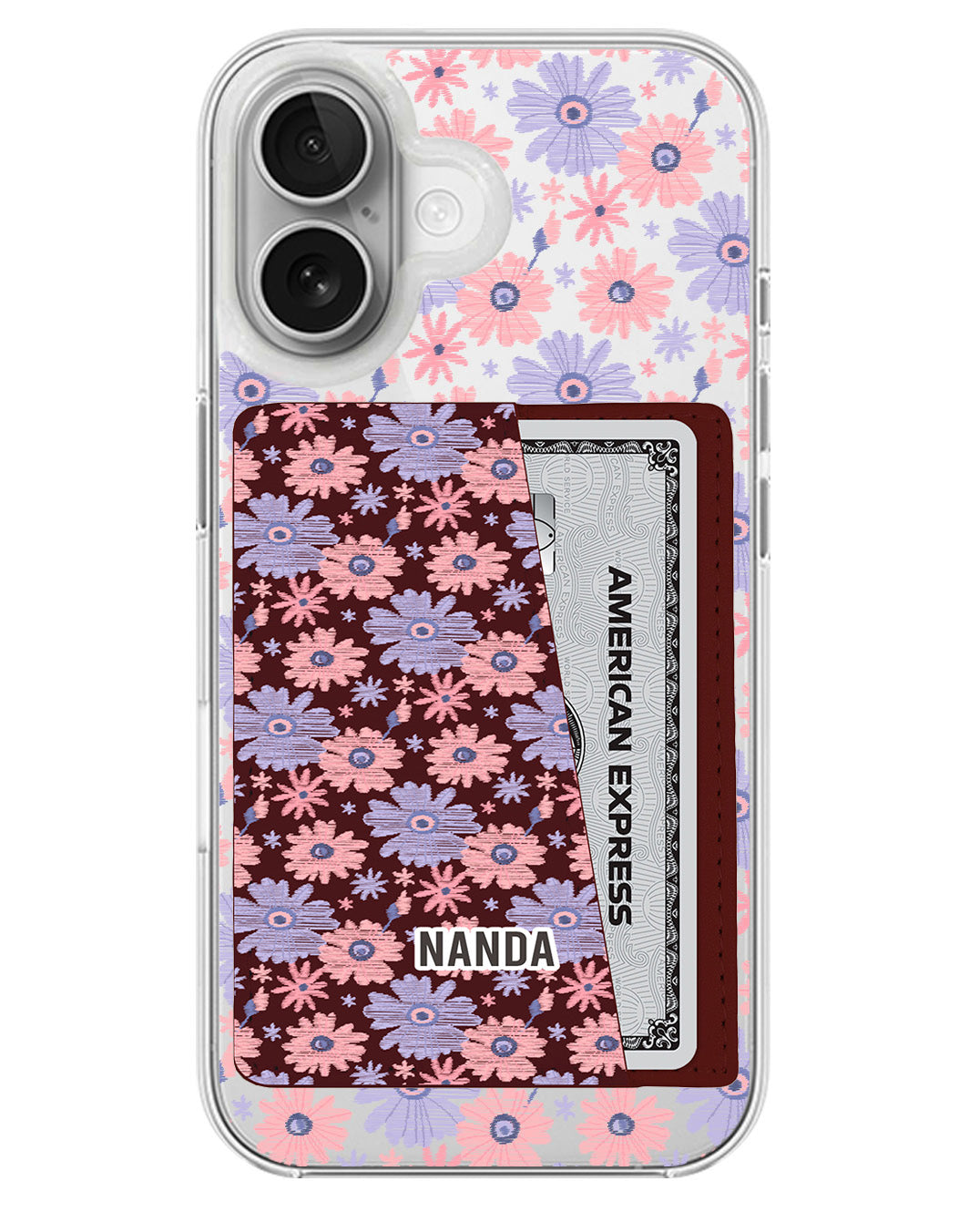 iPhone Leather Wallet Case - Lilac Meadow