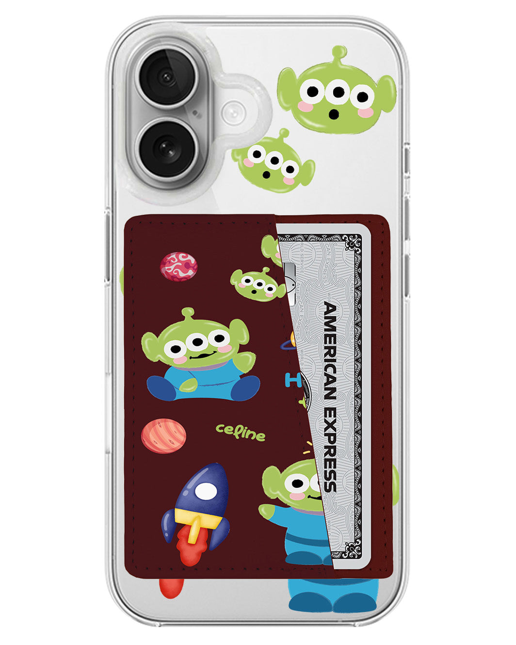 iPhone Leather Wallet Case - Little Green Men