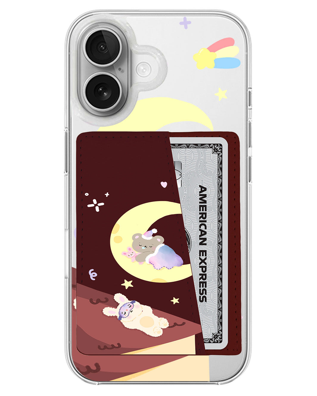 iPhone Leather Wallet Case - Moon Teddy
