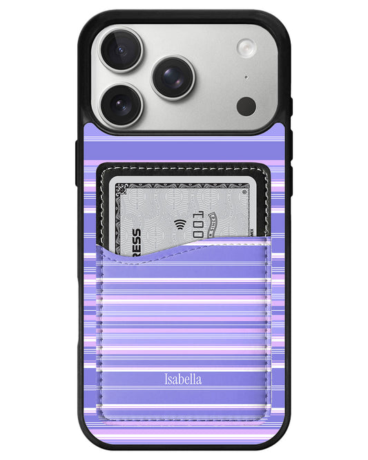 iPhone Phone Wallet Case - Lavender Stripes