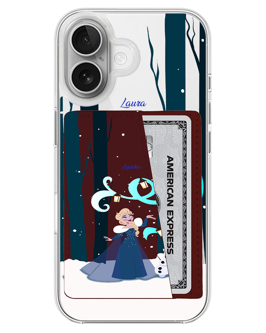iPhone Leather Wallet Case - Elsa Olaf