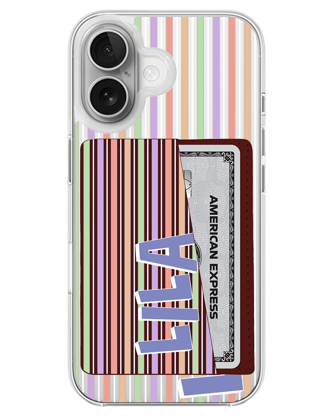 iPhone Leather Wallet Case - Rainbow Linen