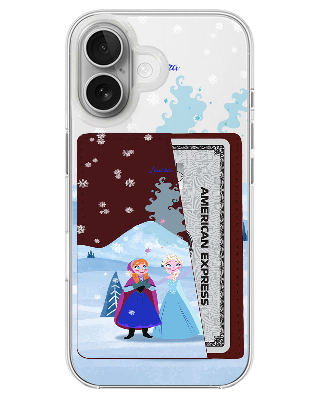 iPhone Leather Wallet Case - Elsa And Anna