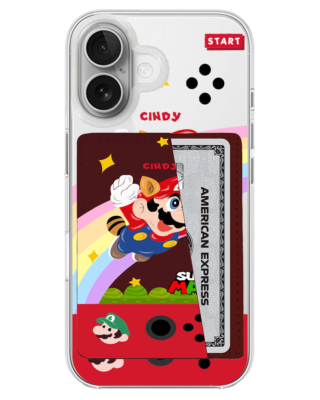 iPhone Leather Wallet Case - Super Swing Mario