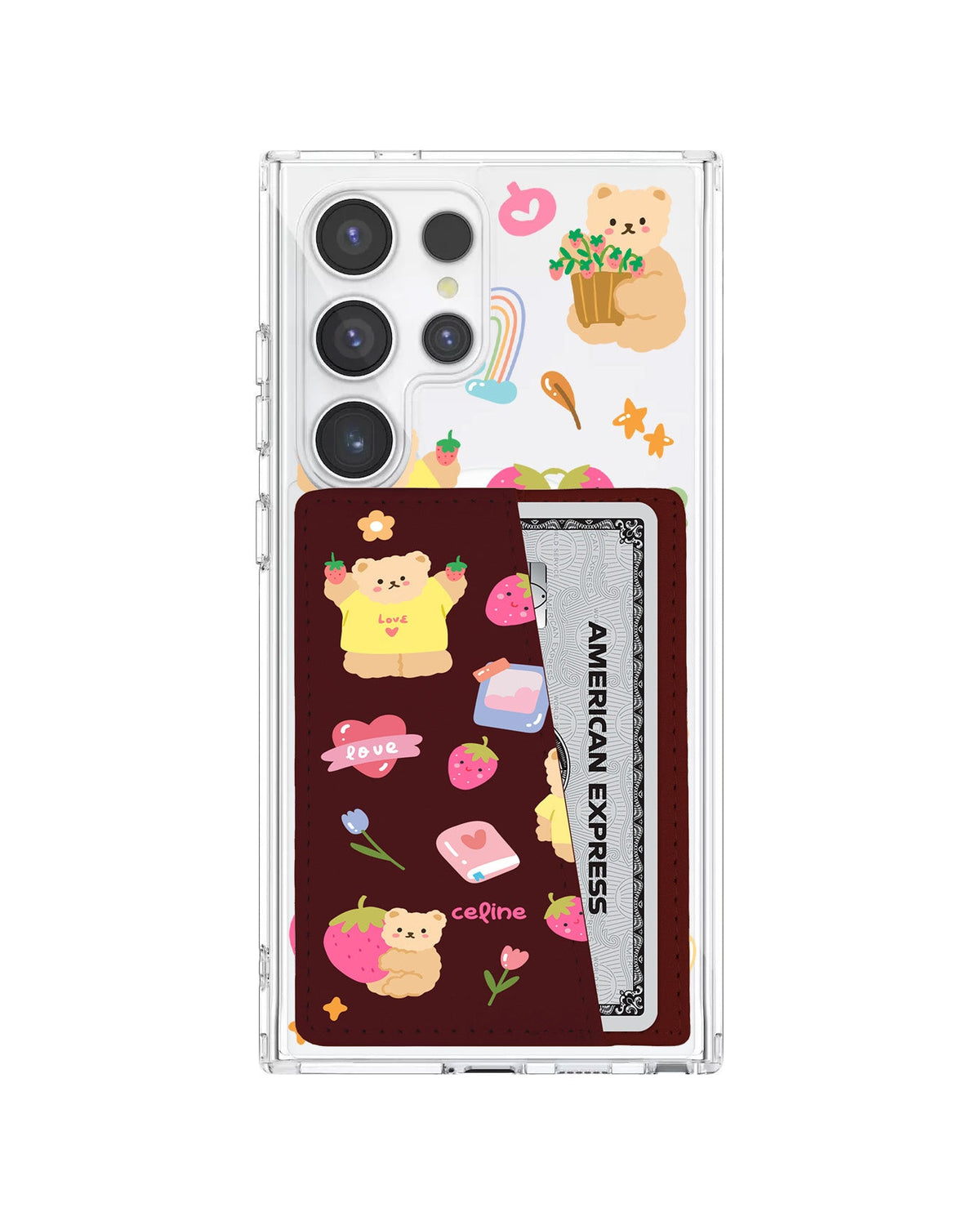 Android Leather Wallet Case - Love Berry