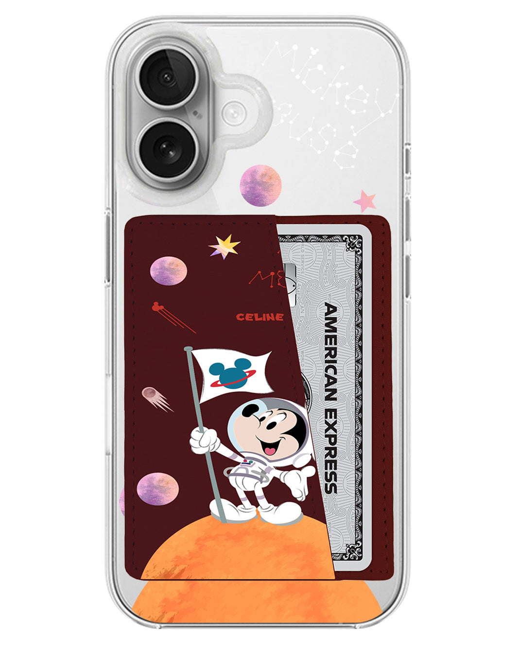 iPhone Leather Wallet Case - Mickey Space