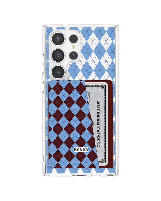 Android Leather Wallet Case - Winter Argyle