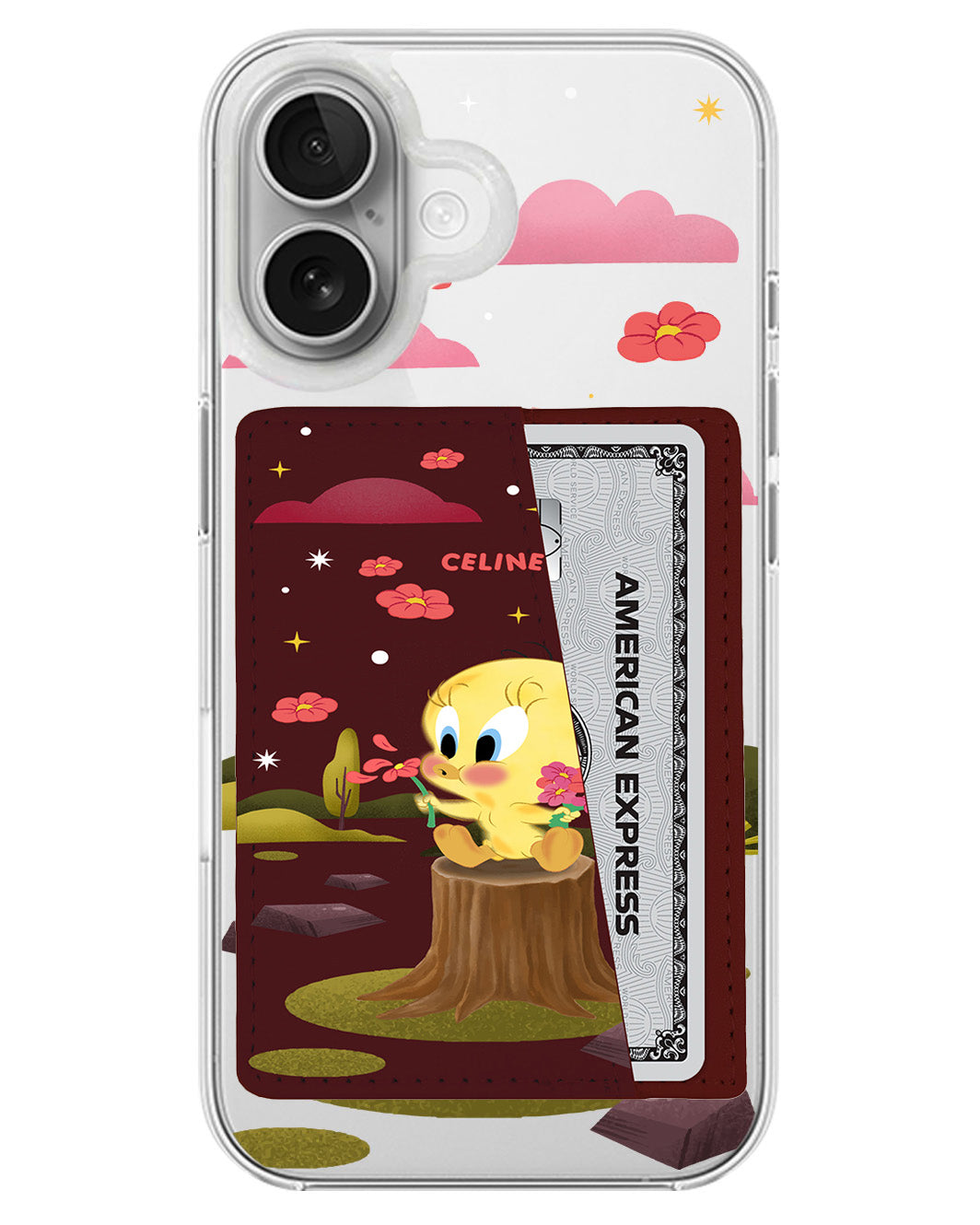 iPhone Leather Wallet Case - Tweety Flower