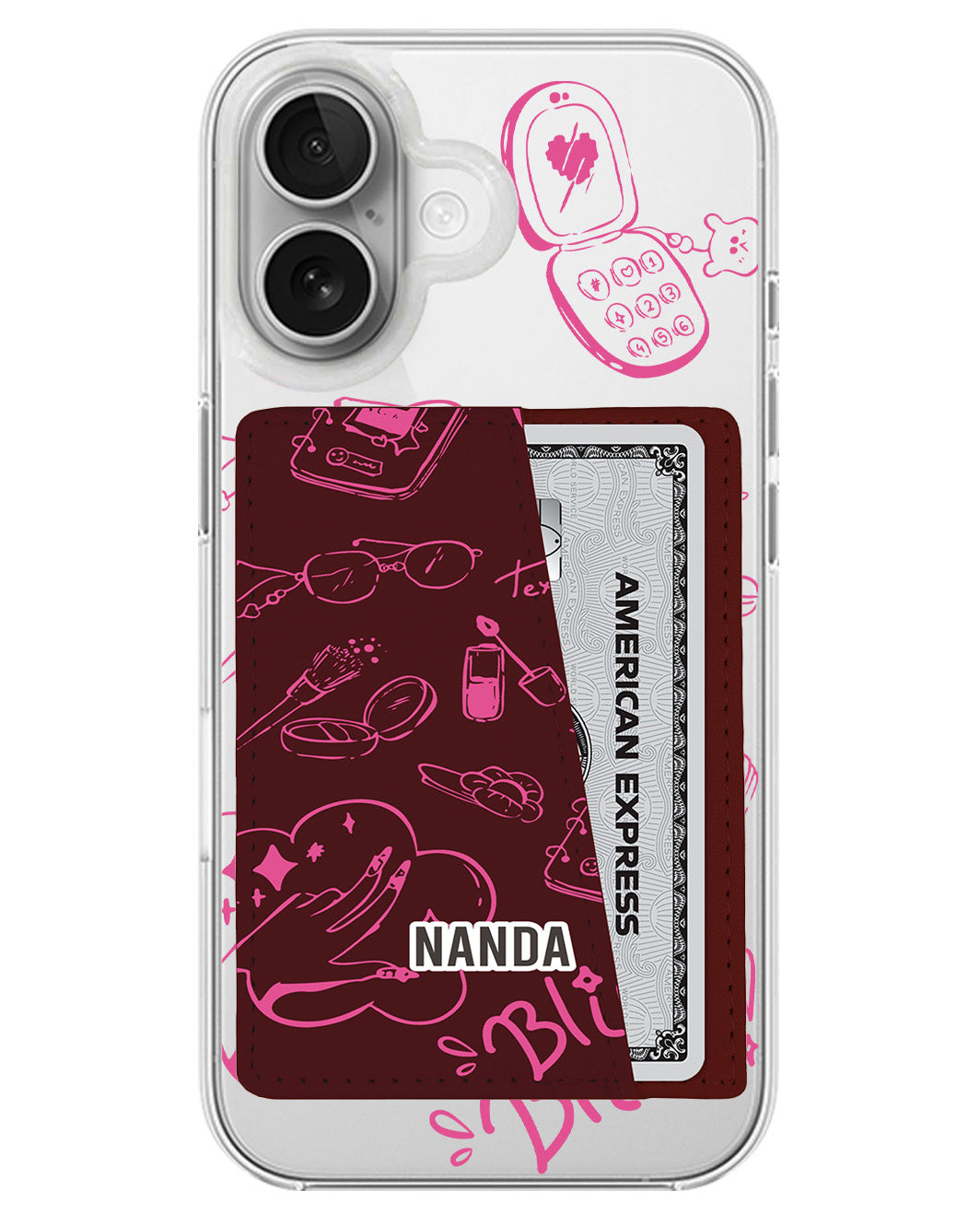 iPhone Leather Wallet Case - Girly Notes