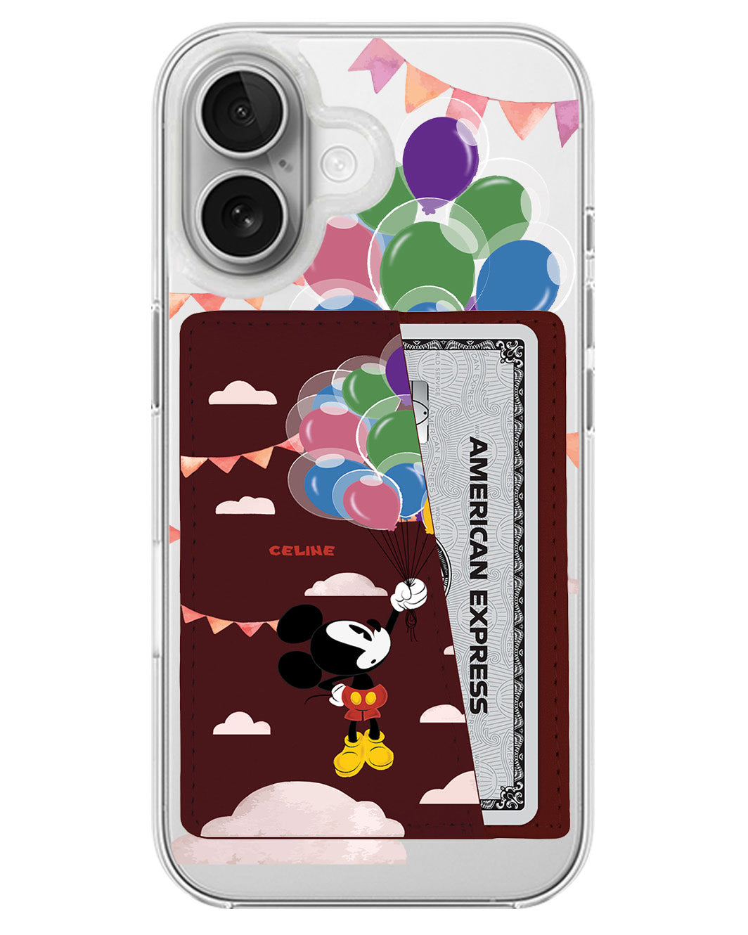 iPhone Leather Wallet Case - Mickey Balloon