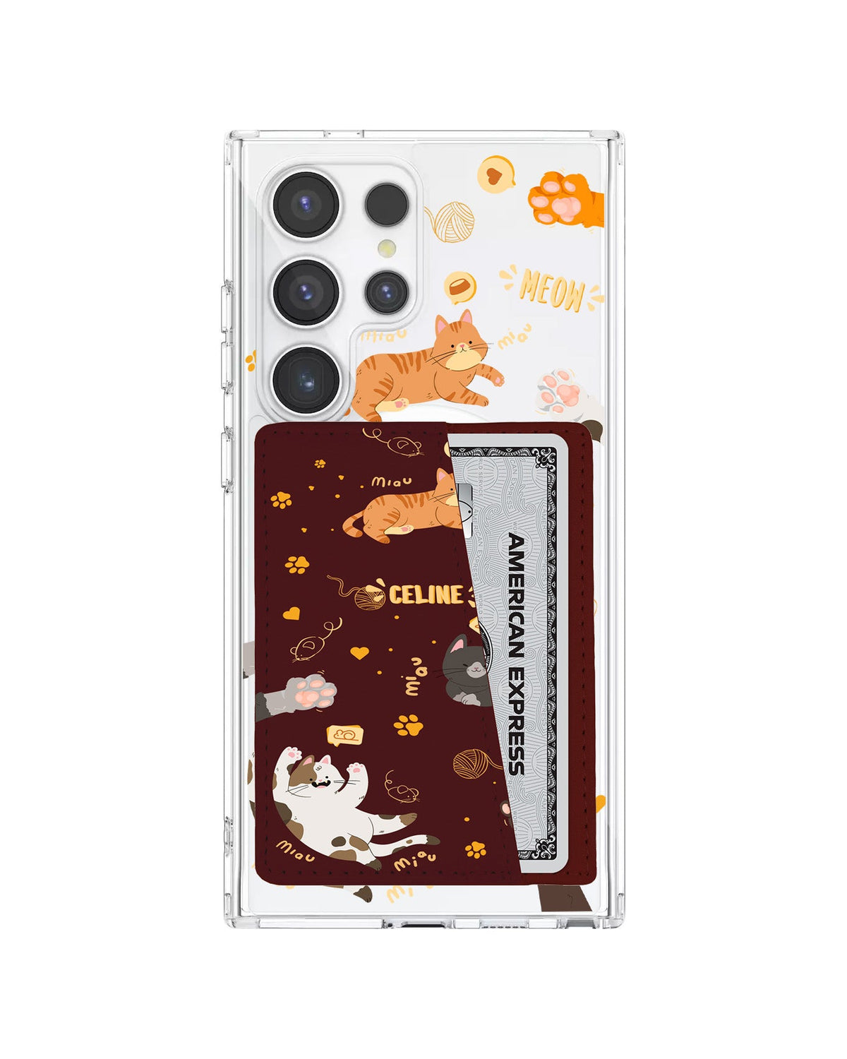 Android Leather Wallet Case - Miau Kitty