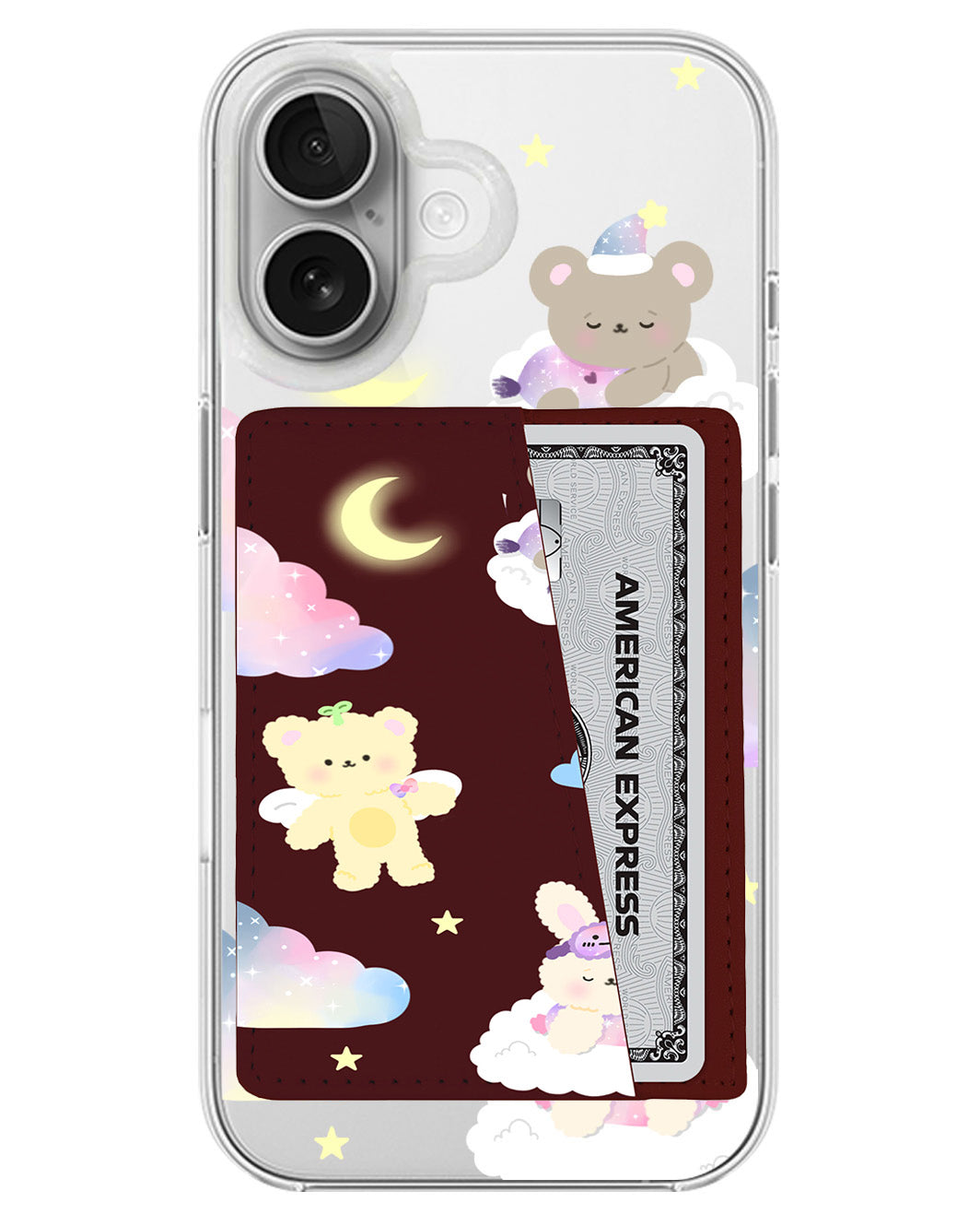 iPhone Leather Wallet Case - Sleeping Teddy