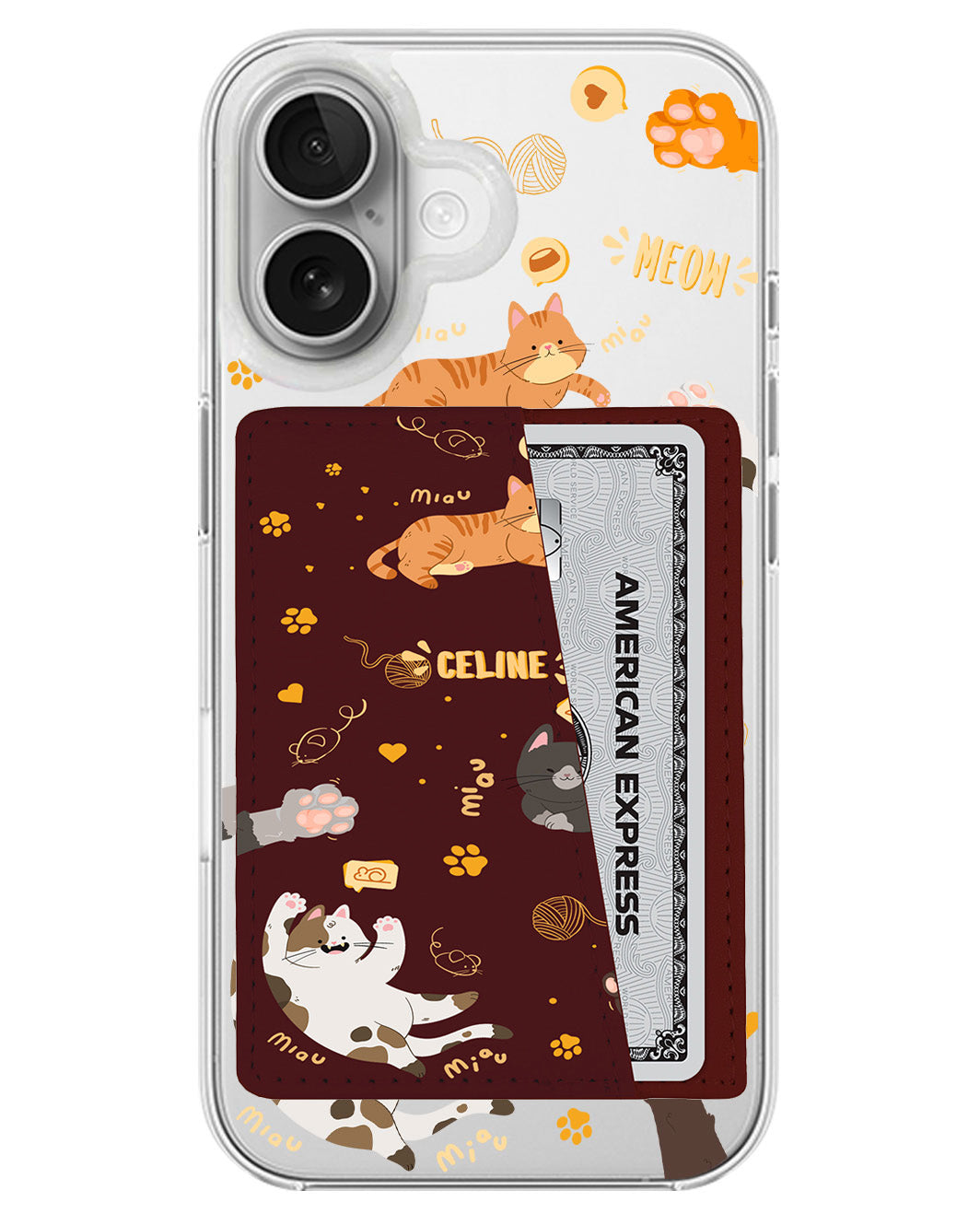 iPhone Leather Wallet Case - Miau Kitty