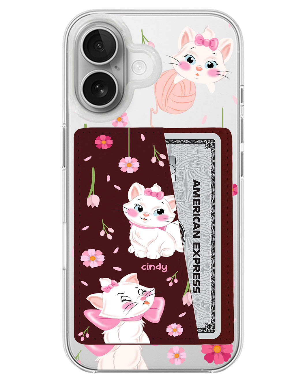 iPhone Leather Wallet Case - Marrie Cat Flower