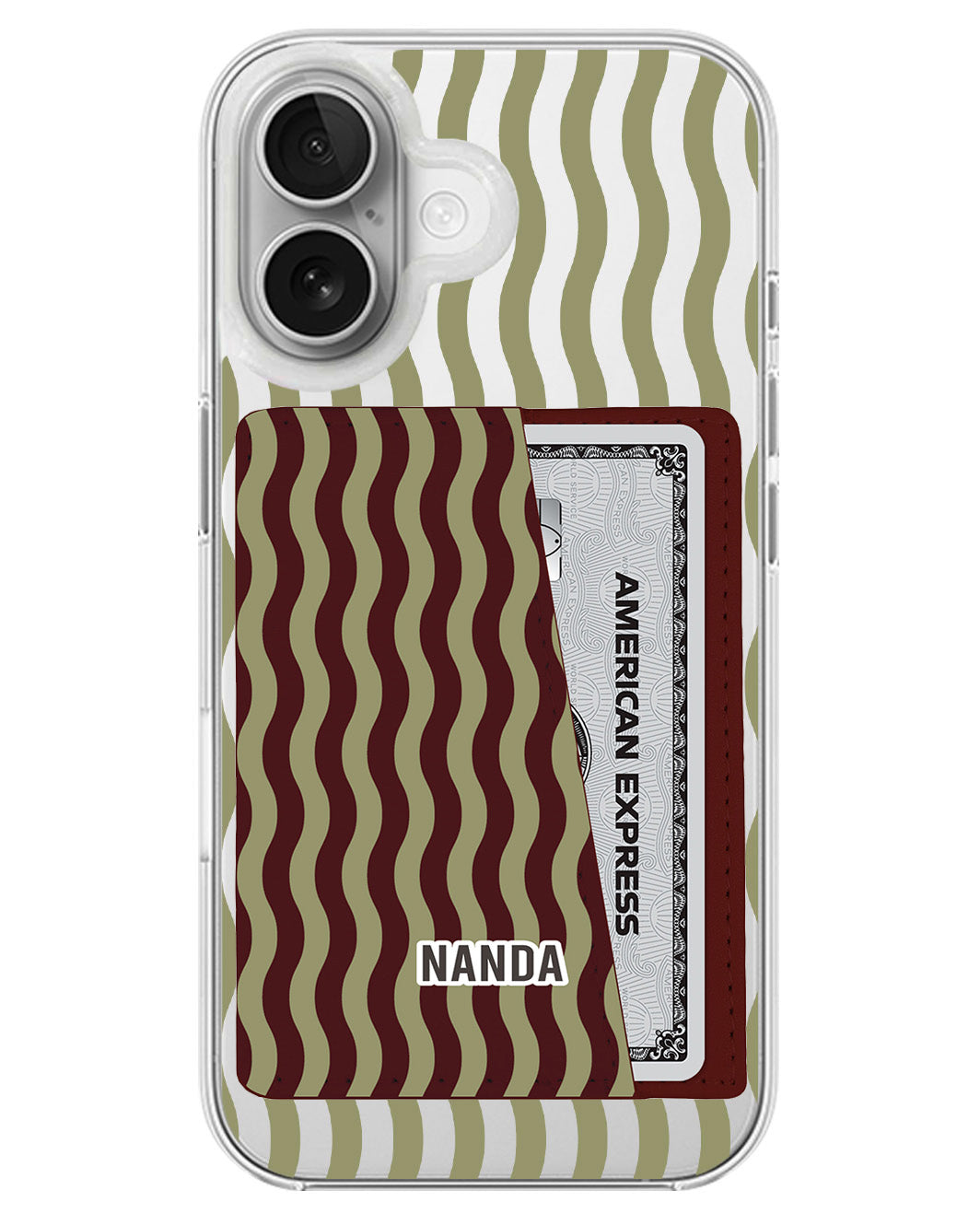iPhone Leather Wallet Case - Green Ripple