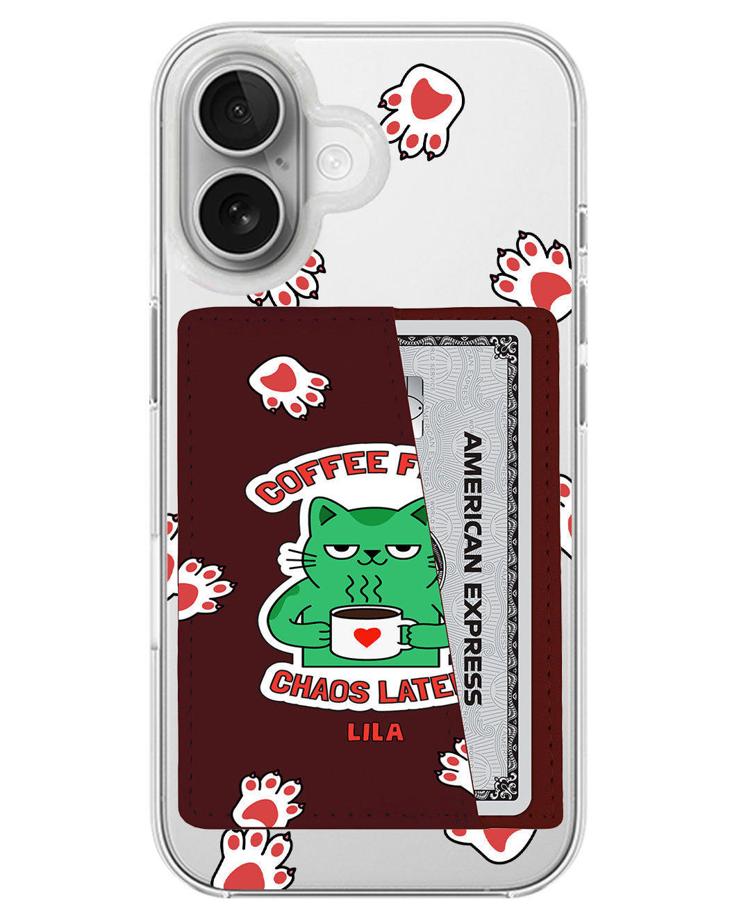 iPhone Leather Wallet Case - Coffee Before Chaos