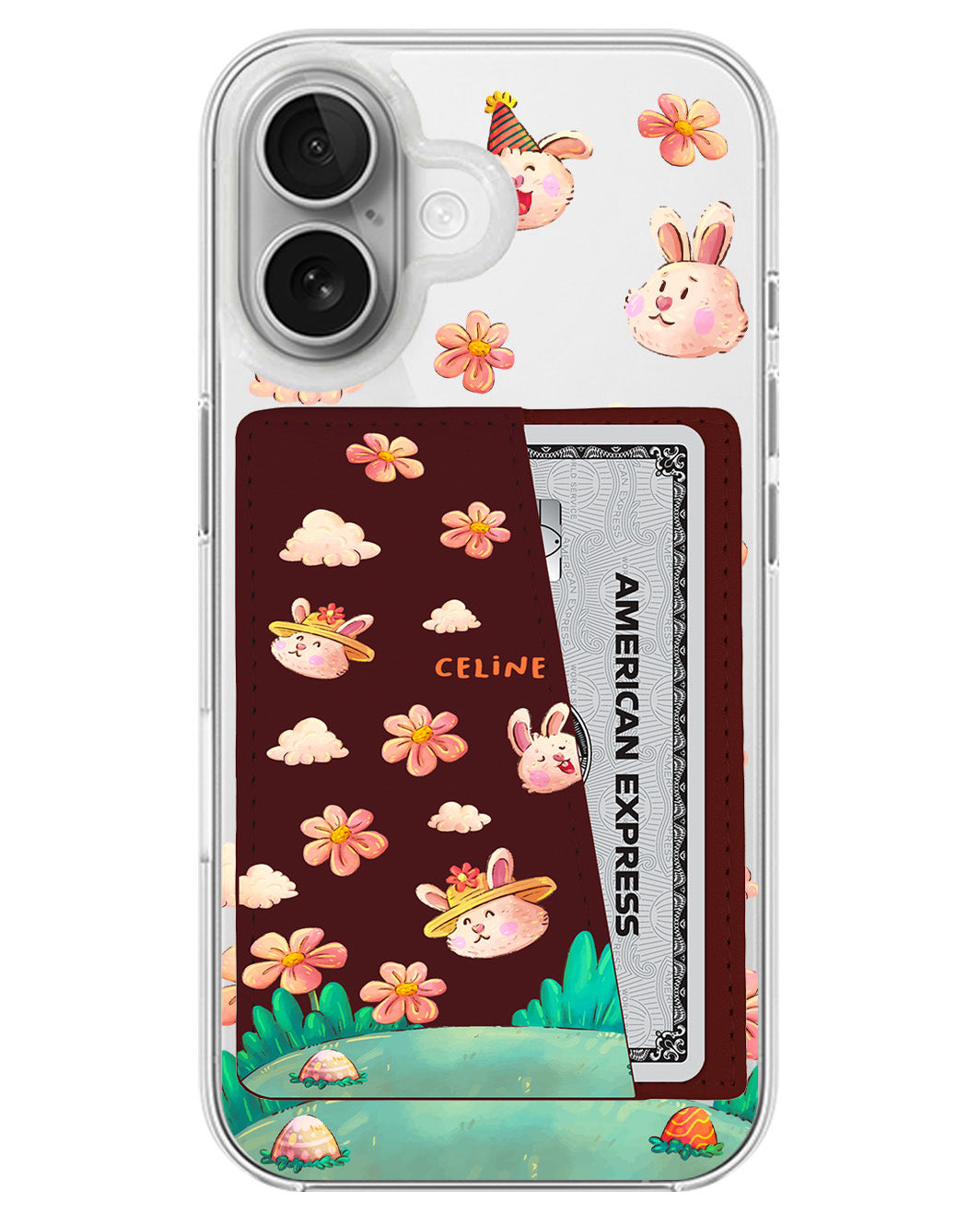 iPhone Leather Wallet Case - Gardening Bunny