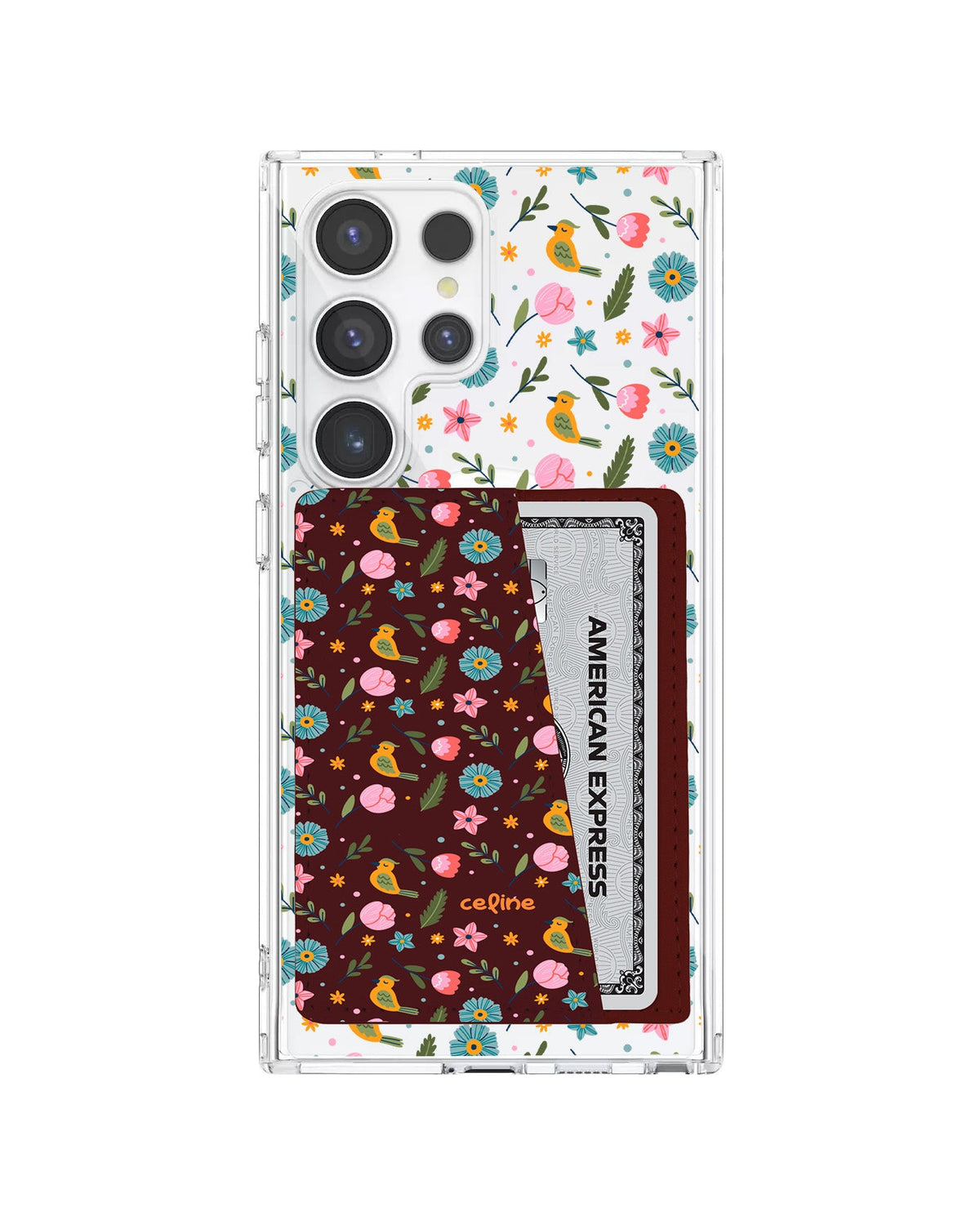 Android Leather Wallet Case - Flower Bird