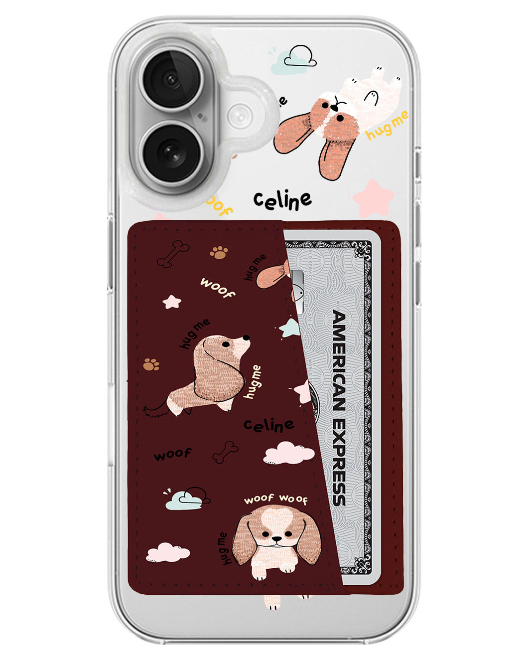 iPhone Leather Wallet Case - Woof Woof