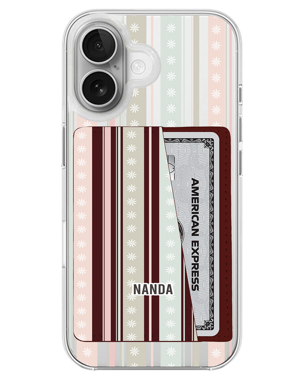 iPhone Leather Wallet Case - Soft Bloom Stripes