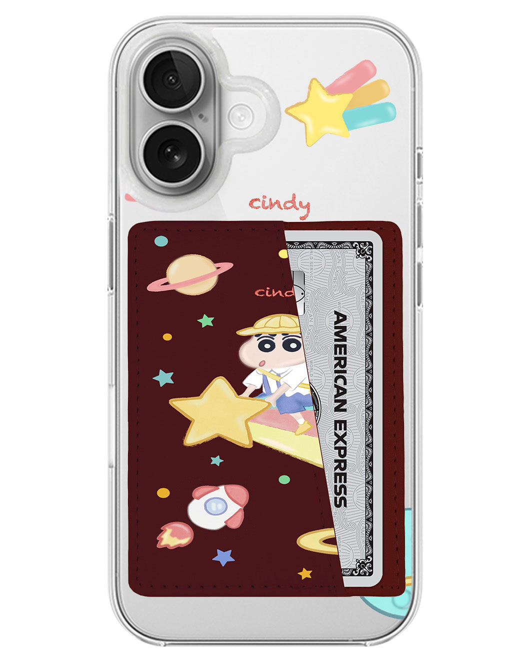 iPhone Leather Wallet Case - Shinchan Sky